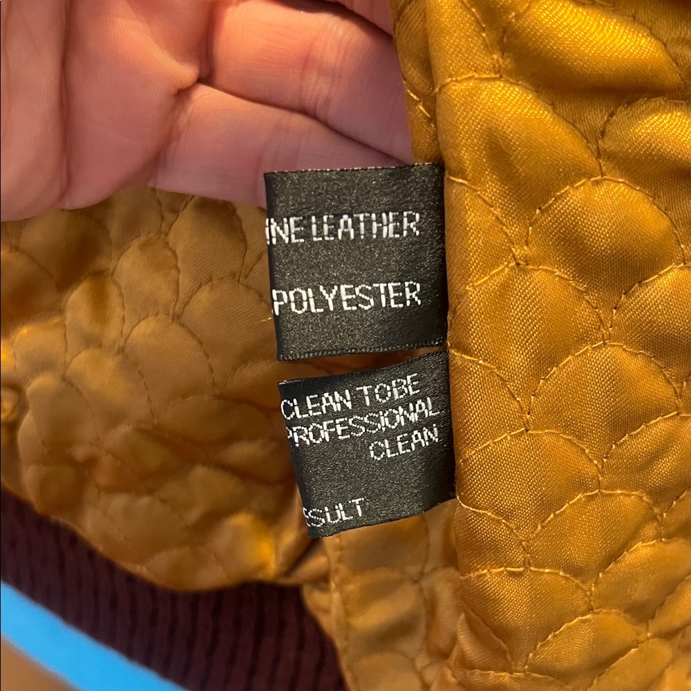 Women's Leather Jacket - Burgundy - Picture 9 of 15